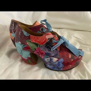 Floral platform booties by John Fluevog